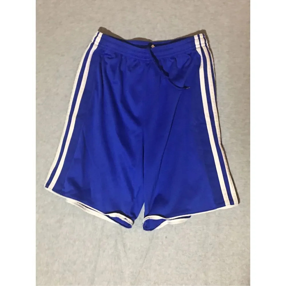 Kids Adidas Shorts Size Youth Large Blue Striped White Athletic Summer